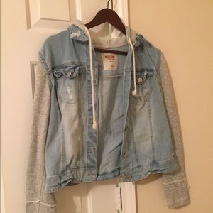 Denim jacket hoodie hybrid
